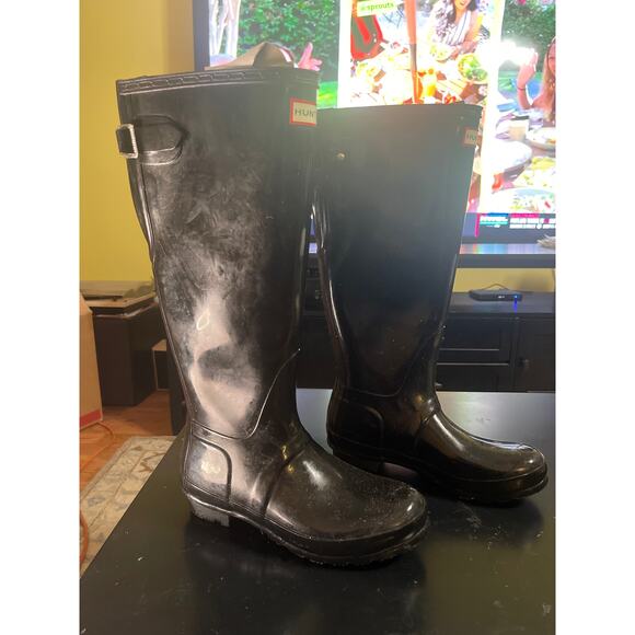 Hunter Women's Original Tall Gloss Rain Boots Size 8 - Picture 1 of 10